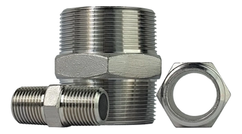 Threaded fitting with hex nut with BSPT thread, forged, size 2 1/2'' | DN65 stainless steel 316