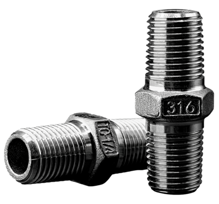 Nypel 1/4'' dwustronny z nakrętką sześciokątną | nierdzewny 316