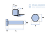 Hexagonal screw M16x65 stainless 316
