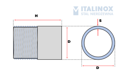 Welding nipple 1 1/4'' stainless 316L