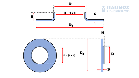 Pressed collar 33,7x2 stainless 304L