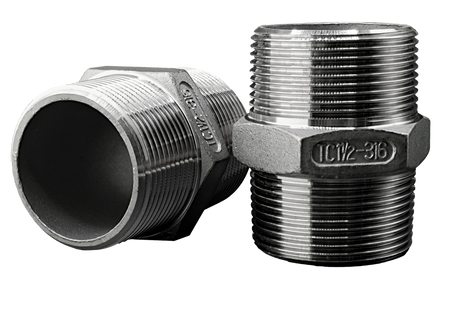 Nypel 1 1/2'' dwustronny z nakrętką sześciokątną | nierdzewny 316