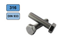 Hexagonal screw M16x60 stainless 316