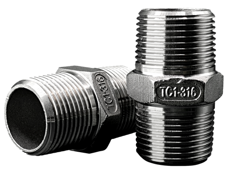 Nypel 1'' dwustronny z nakrętką sześciokątną | nierdzewny 316