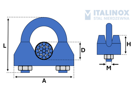 Wire rope clips 10mm, stainless steel 316 | A4
