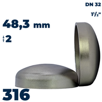 End cup 48,3x2 stainless 316L