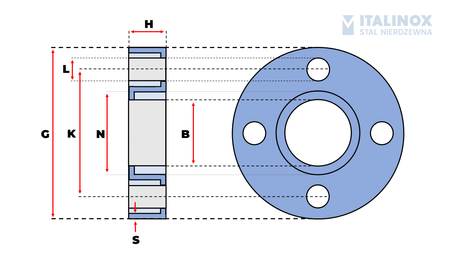 Pressed flanges 88,9x3 stainless 304L PN10/16