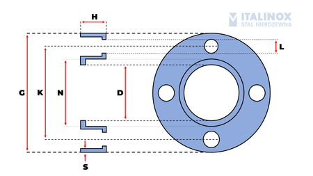 Pressed flanges 33,7x3 stainless 304L