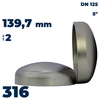 End cup 139,7x2 stainless 316L