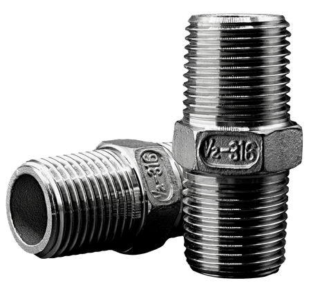 Nypel 1/2'' dwustronny z nakrętką sześciokątną | nierdzewny 316